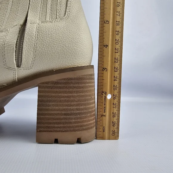 Oasis Society Aubrey Platform Vegan Leather Paneled Zip Boots Cream 7 - Picture 9 of 14